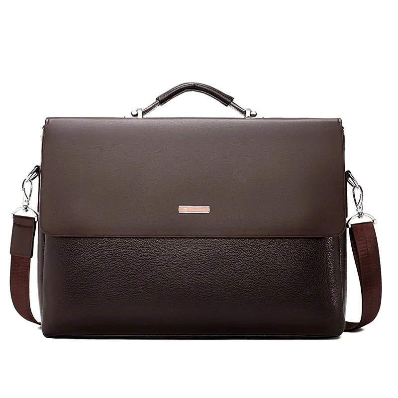 Famous Brand Business Men Briefcase Leather Laptop Handbag