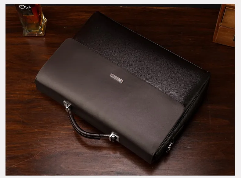 Famous Brand Business Men Briefcase Leather Laptop Handbag