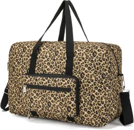 Foldable Travel Duffel Bag, Medium Women's Weekender and Overnight bag carry on Luggage bag for Women(Leopard)