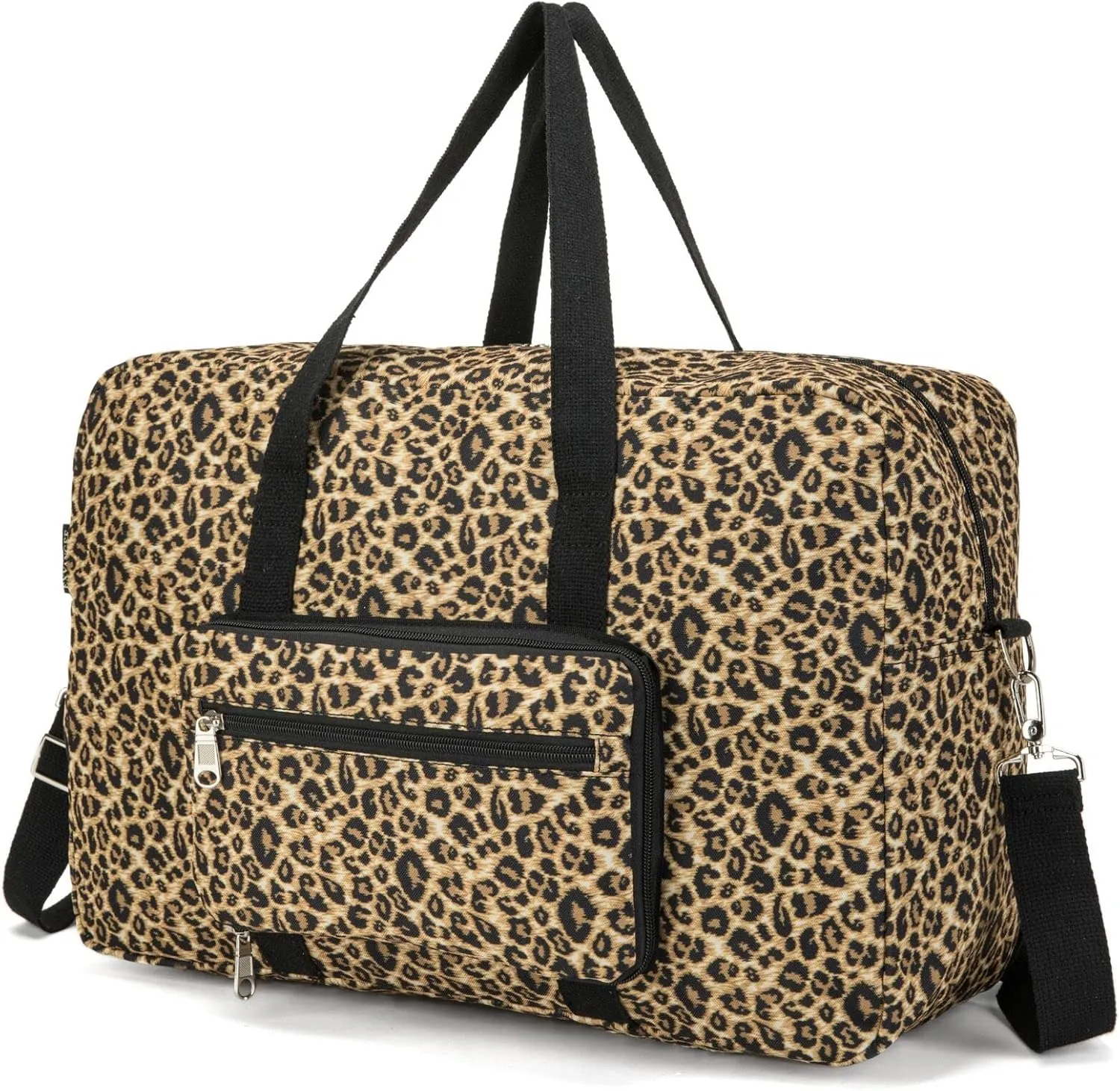 Foldable Travel Duffel Bag, Medium Women's Weekender and Overnight bag carry on Luggage bag for Women(Leopard)