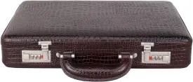 Full Grain Leather Briefcase Attache Case For Unisex Size L17xW3xH12 Inches Briefcase Bag (Croc Brown)