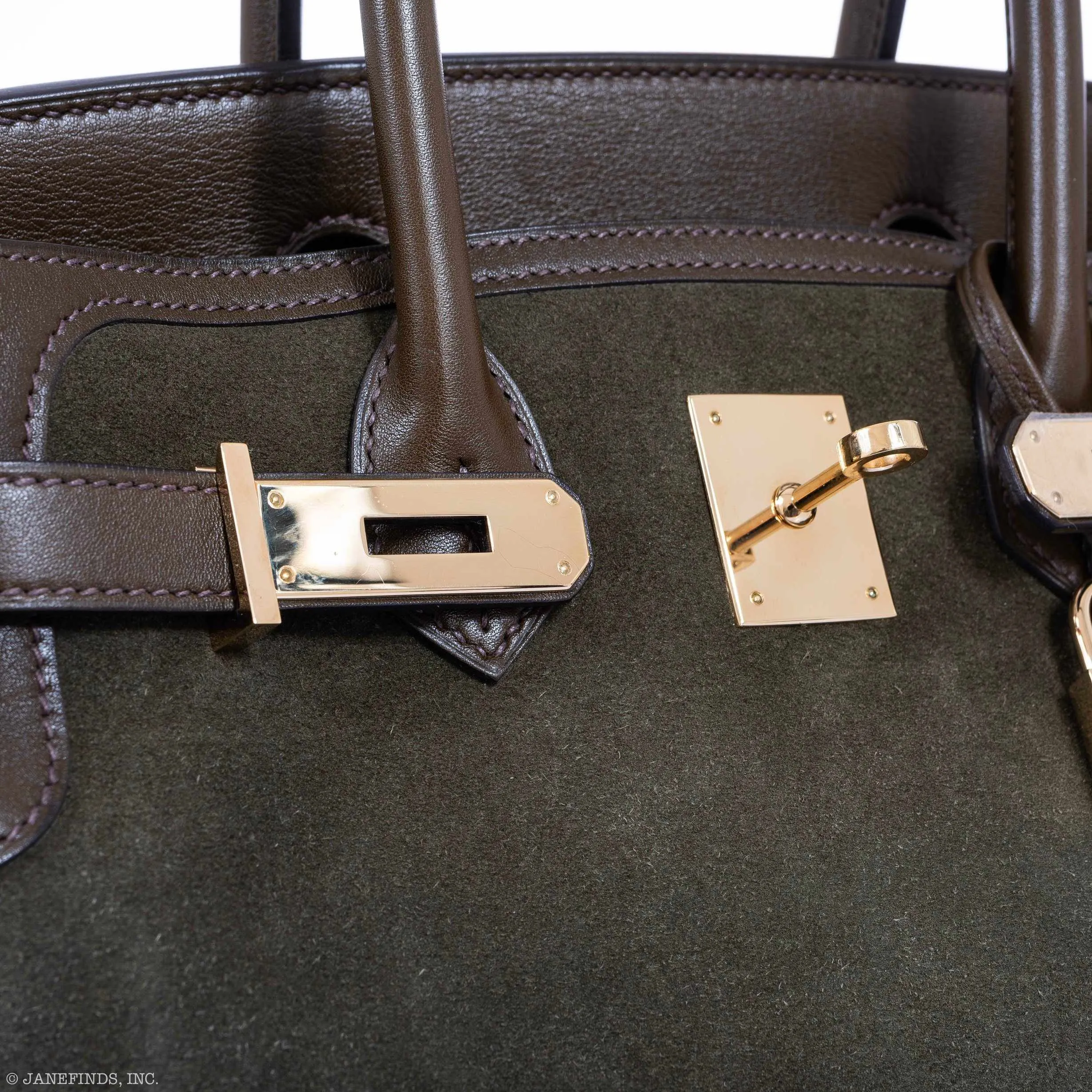 Hermes Birkin 30 Grizzly Vert de Gris Suede & Veau Swift Permabrass Hardware - Special Edition