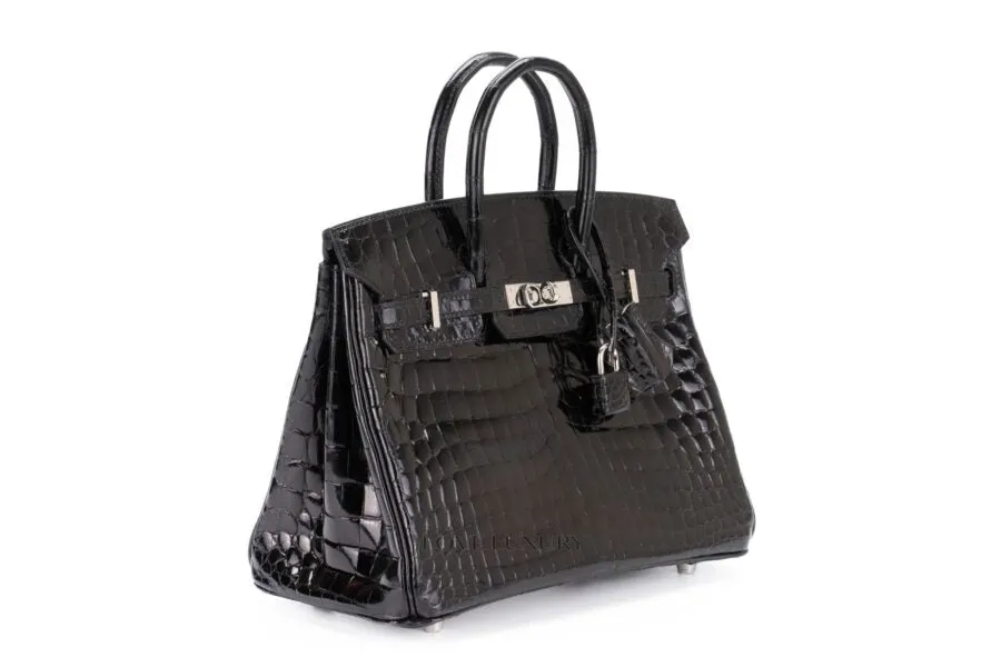Hermès Birkin 25 Shiny Crocodile Niloticus Black Palladium Hardware