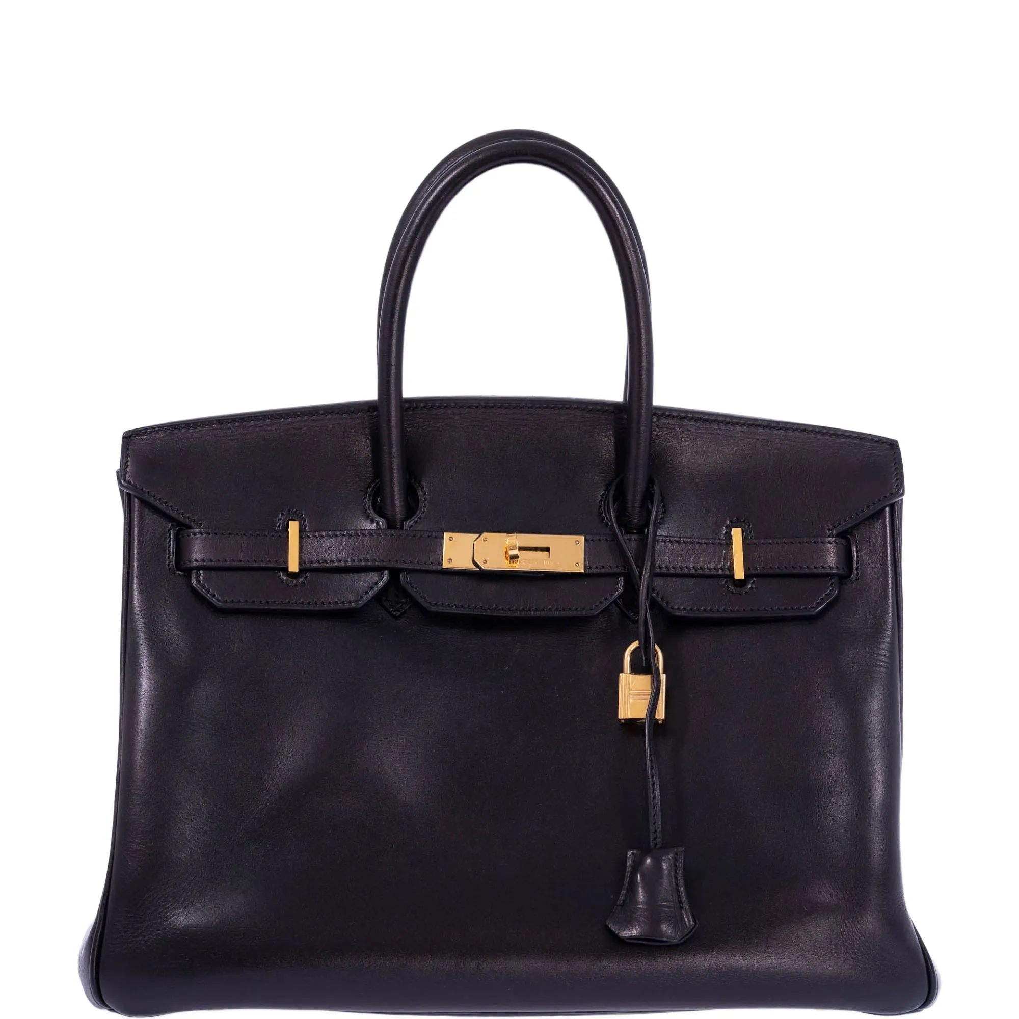 Hermès Vintage Birkin 35 Black Box Leather Gold Hardware