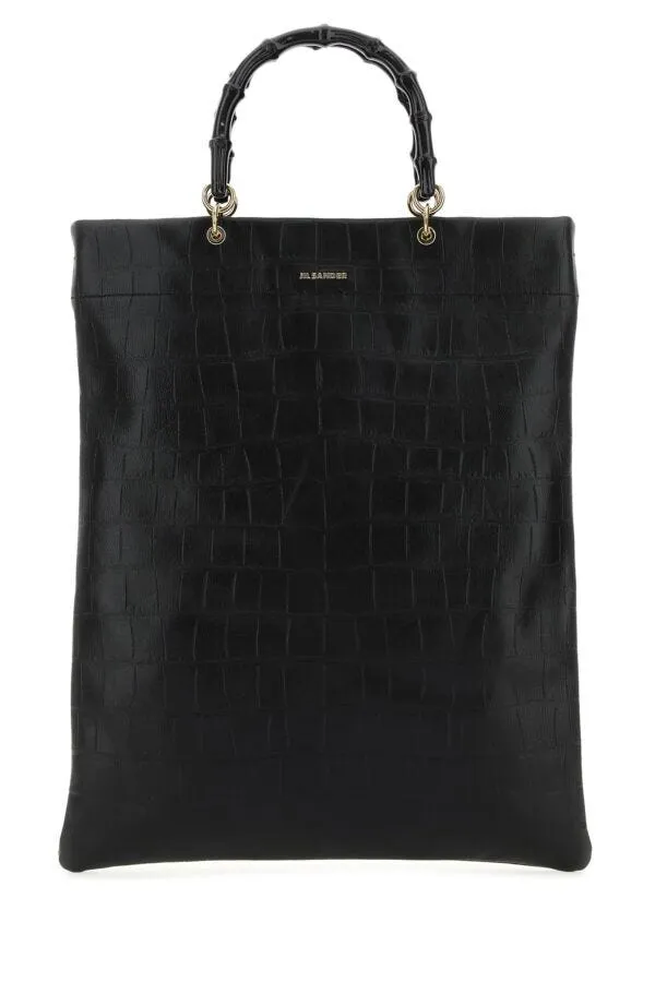 Jil Sander Women Black Leather Medium Shopping Bag