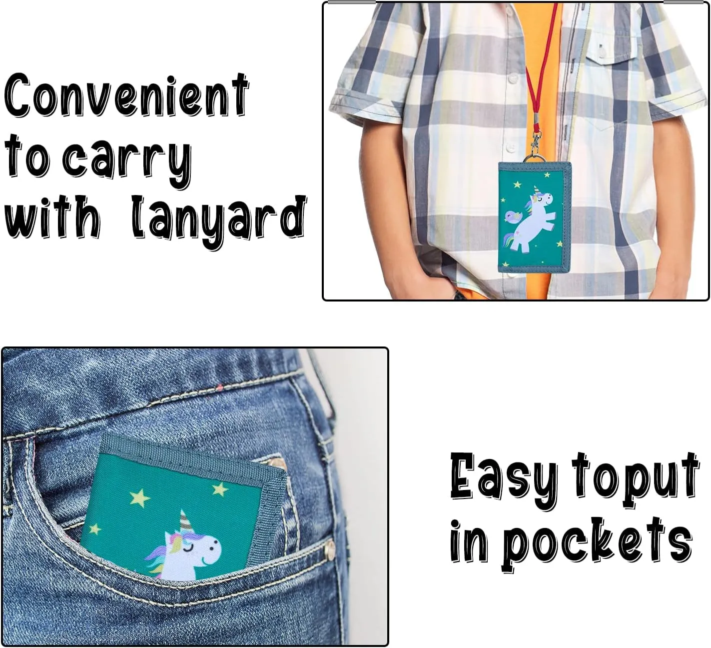 Kids Wallet for Boys and Girls, Novelty Wallet for Boys and Girls Ages 5-7, Camo Teen Wallet for Kids Birthday Gifts - Jumping Unicorn