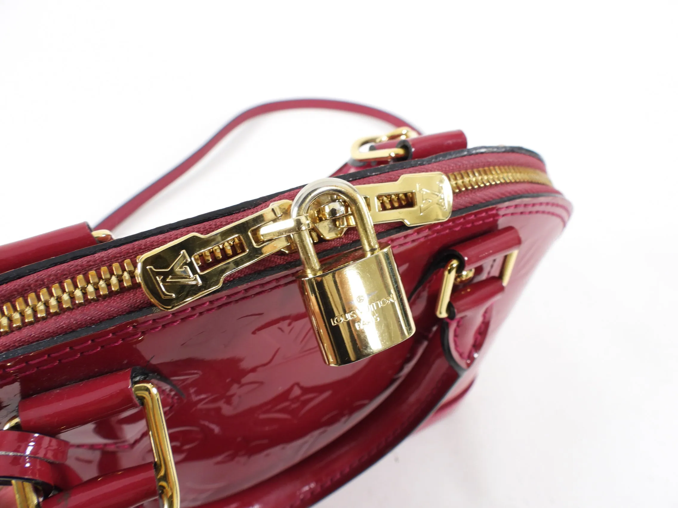 Louis Vuitton Alma BB Vernis Fuchsia Rose Indien Crossbody Bag