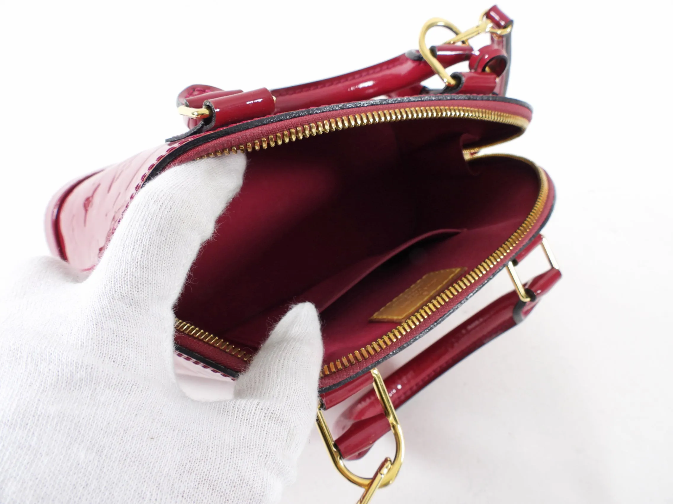 Louis Vuitton Alma BB Vernis Fuchsia Rose Indien Crossbody Bag