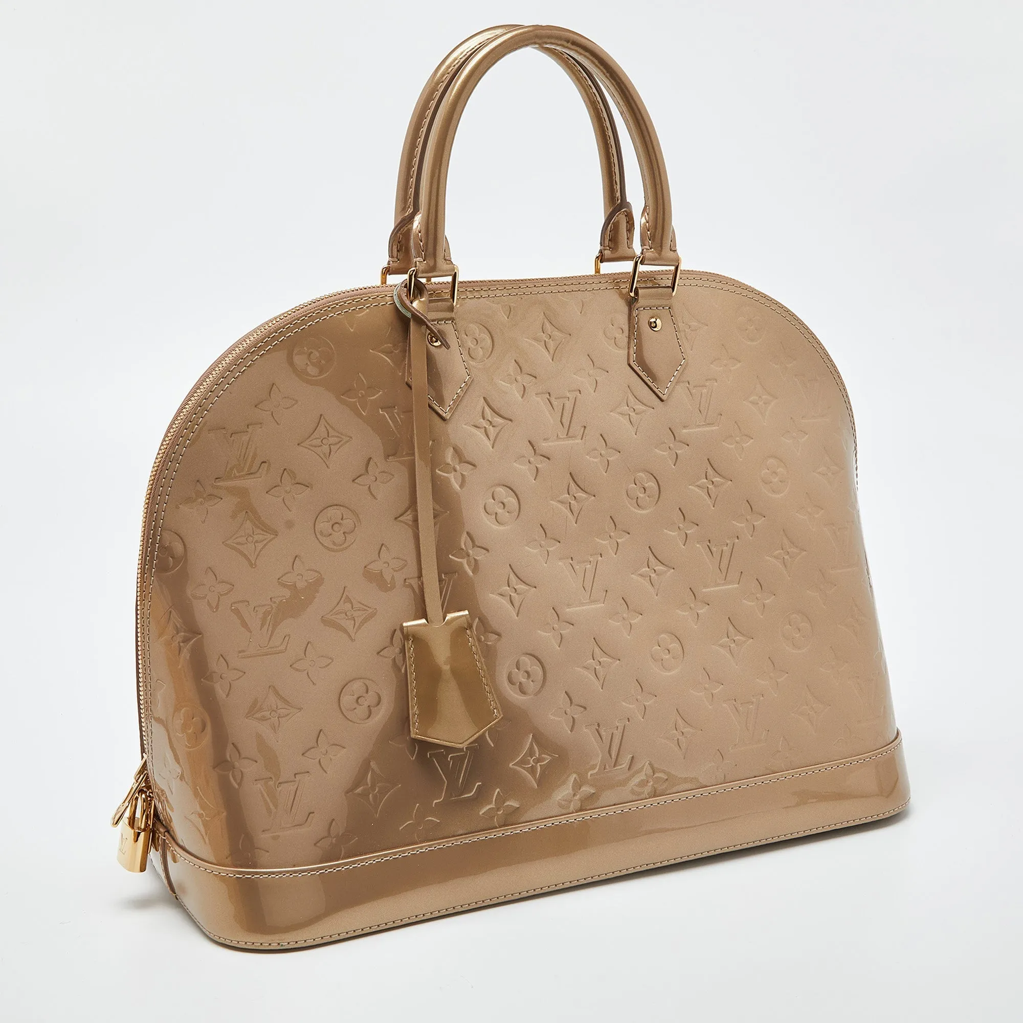 LOUIS VUITTON Beige Poudre Monogram Vernis Alma GM Bag