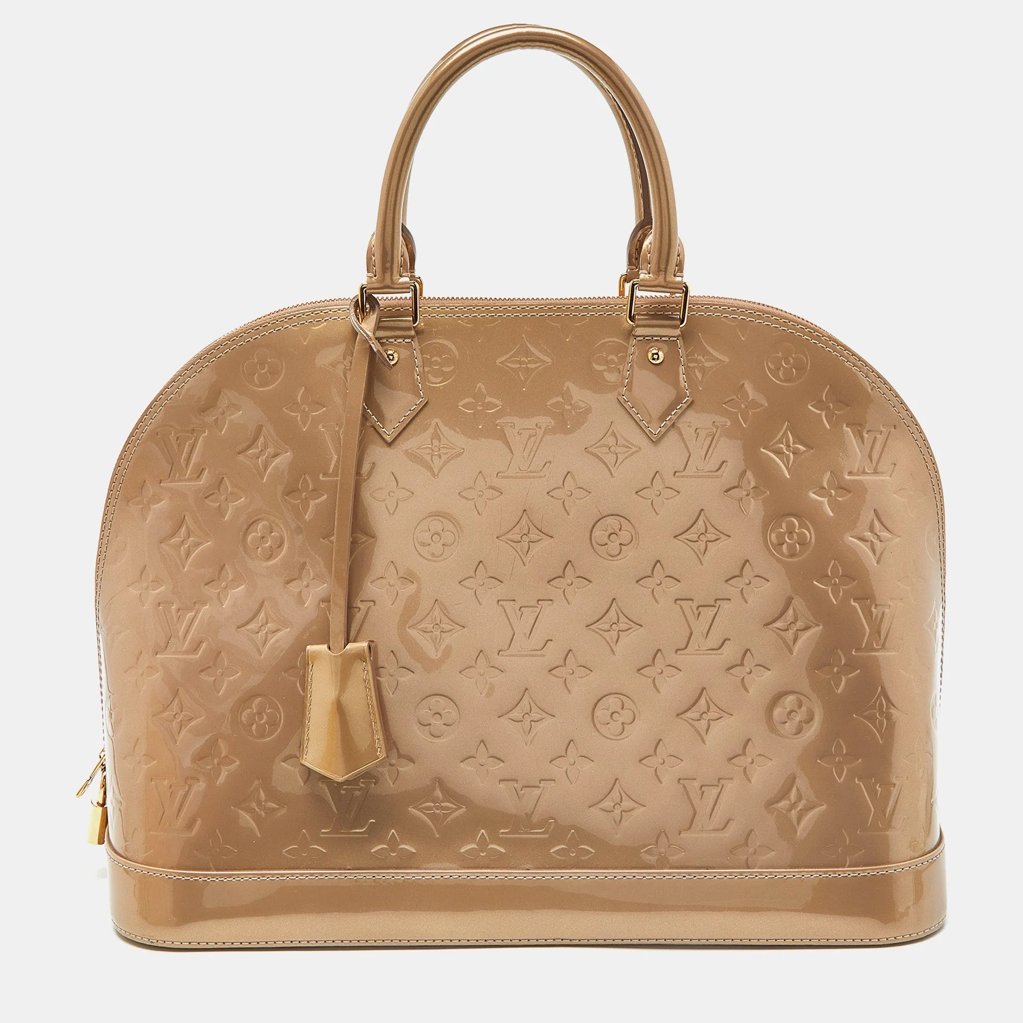 LOUIS VUITTON Beige Poudre Monogram Vernis Alma GM Bag