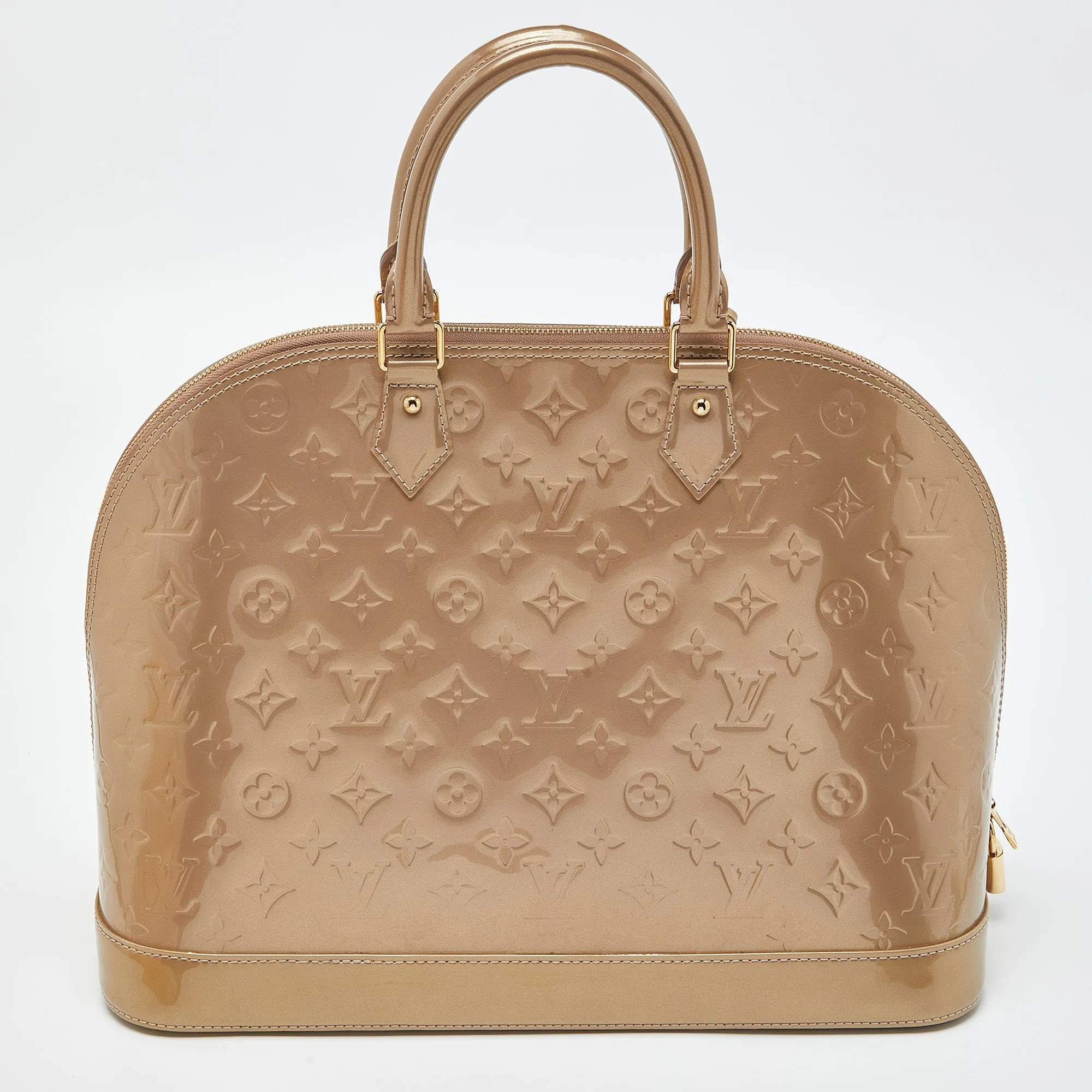 LOUIS VUITTON Beige Poudre Monogram Vernis Alma GM Bag