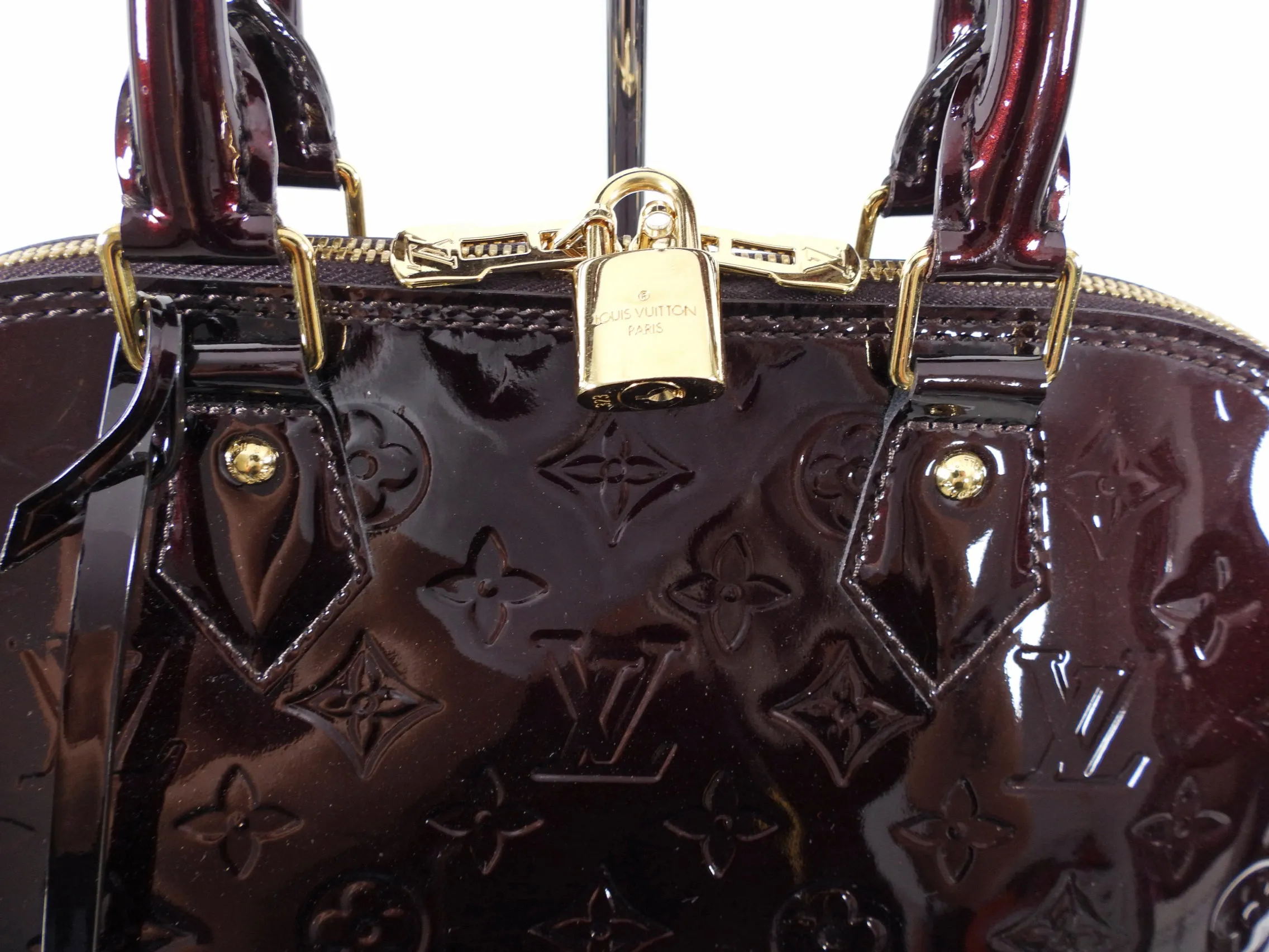 Louis Vuitton Vernis Alma PM in Amarante and GHW