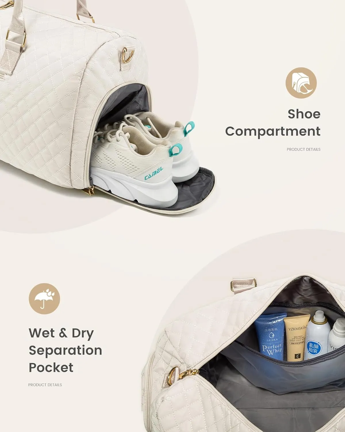 LOVEVOOK Travel Duffle Bag, Weekender Bag for Women with Toiletry Bag, Carry on Overnight Bag with Shoe Compartment, Gym Duffel Bag with Wet Pocket, Mommy Hospital Bags for Labor and Delivery