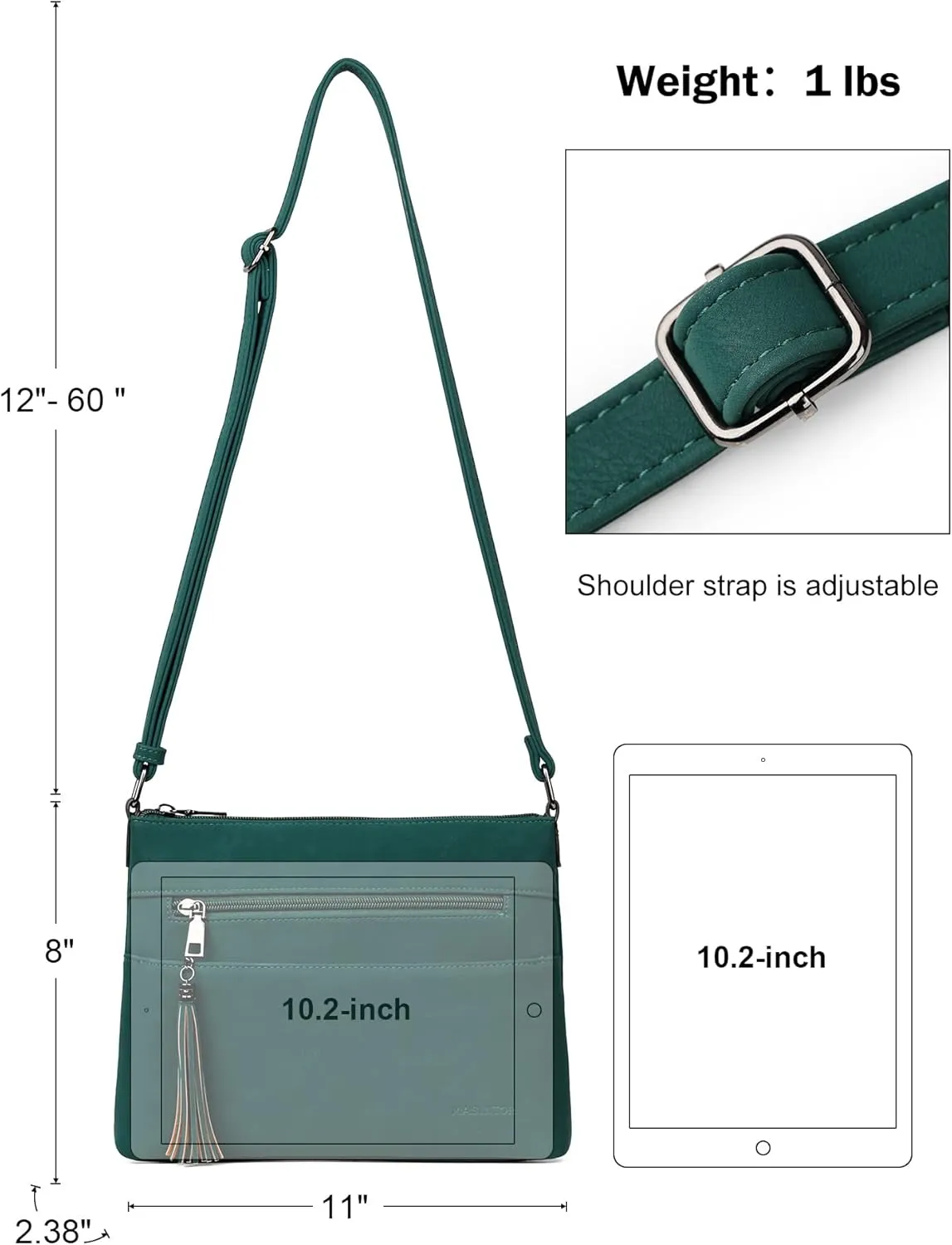 MASINTOR Crossbody Bags for Women, Lightweight Medium Crossbody Purse, Soft Leather Women's Shoulder Handbags with Tassel for Shopping or Travel