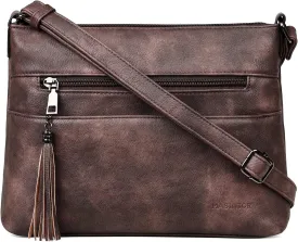 MASINTOR Crossbody Bags for Women, Lightweight Medium Crossbody Purse, Soft Leather Women's Shoulder Handbags with Tassel for Shopping or Travel