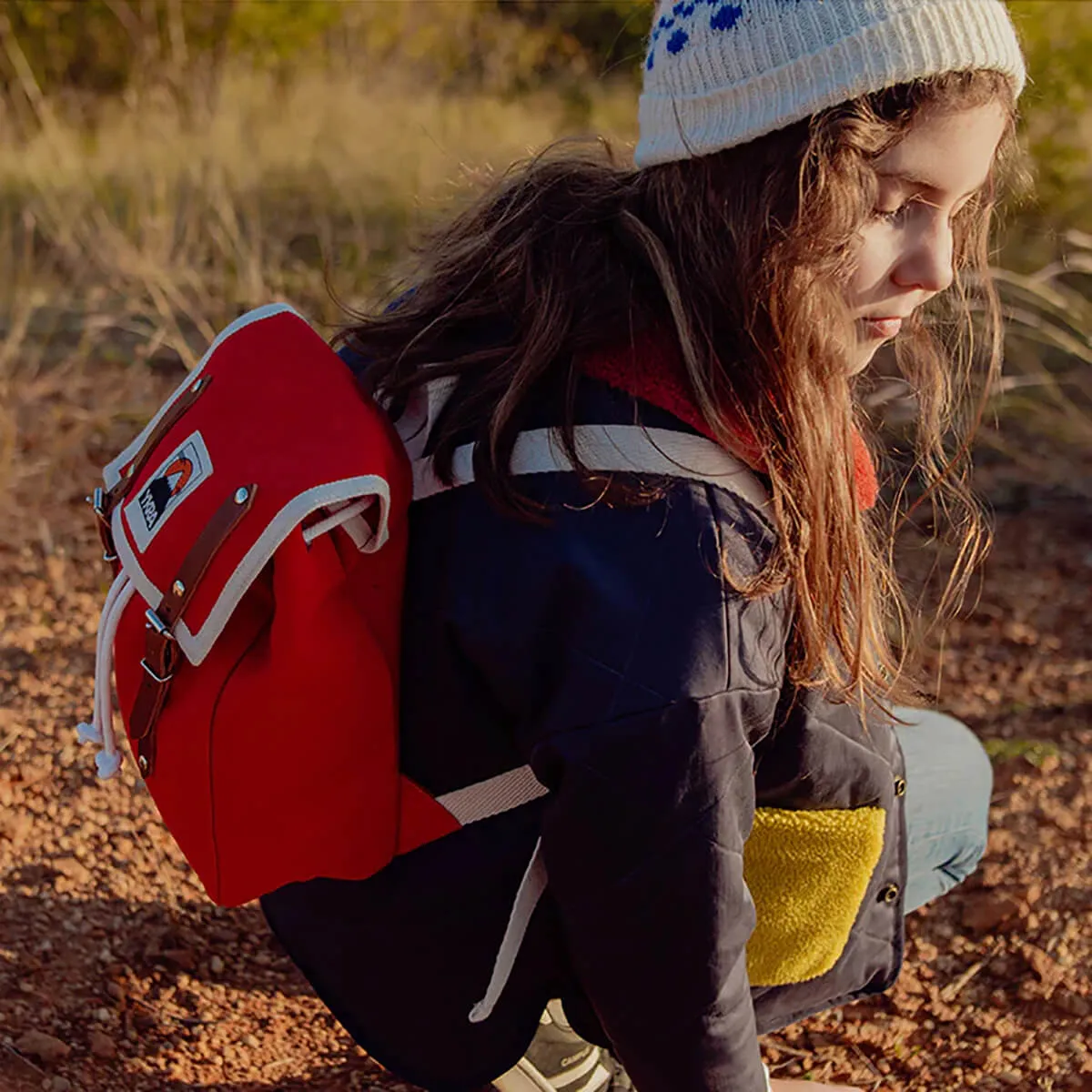Matra Mini S Leather Backpack in Red by YKRA