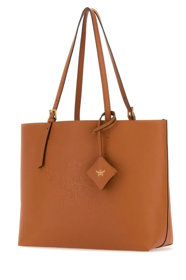 Mcm Women Caramel Leather Medium Himmel Shopping Bag