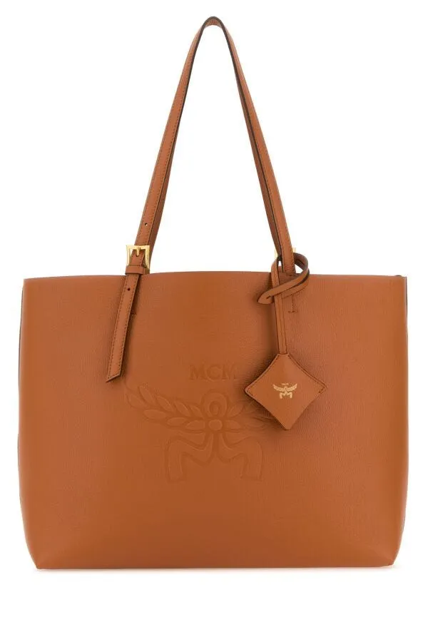 Mcm Women Caramel Leather Medium Himmel Shopping Bag