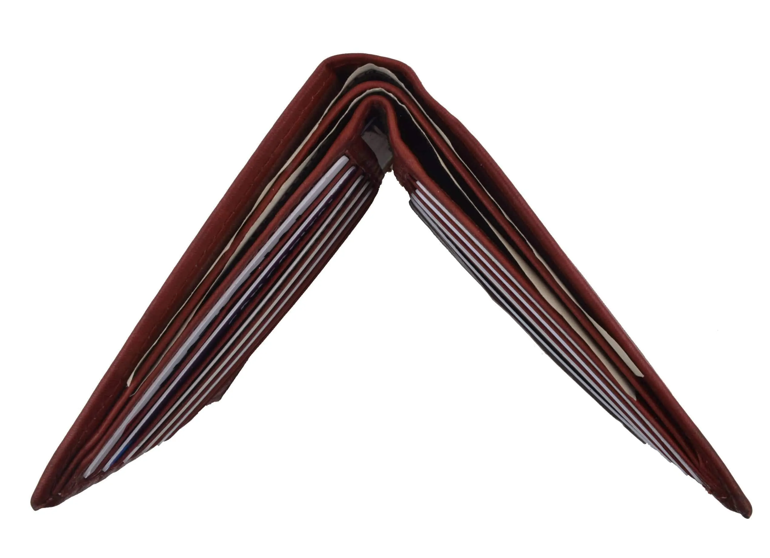 Mens Genuine Leather Bifold Wallet Slim Hipster Cowhide Credit Card and ID 2502 CF