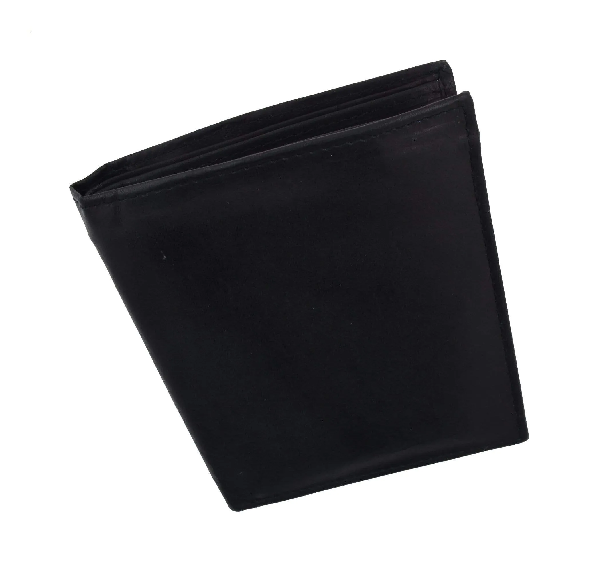 Mens Genuine Leather Bifold Wallet Slim Hipster Cowhide Credit Card and ID 2502 CF