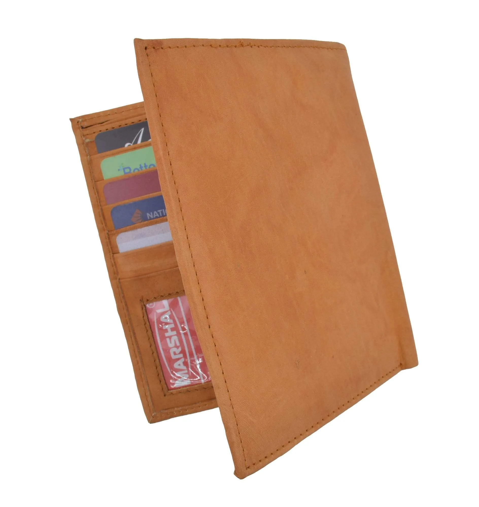 Mens Genuine Leather Bifold Wallet Slim Hipster Cowhide Credit Card and ID 2502 CF