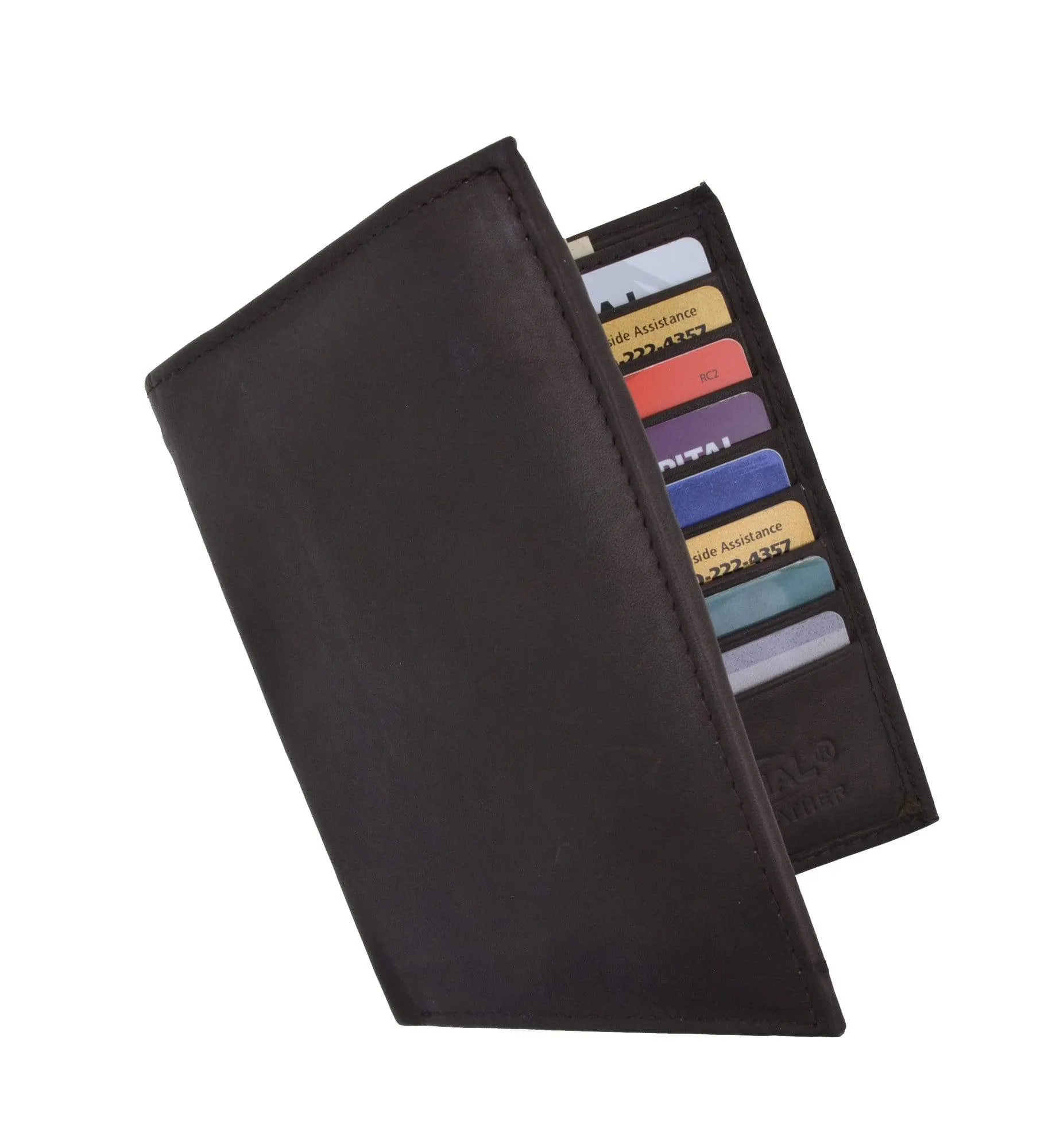 Mens Genuine Leather Bifold Wallet Slim Hipster Cowhide Credit Card and ID 2502 CF