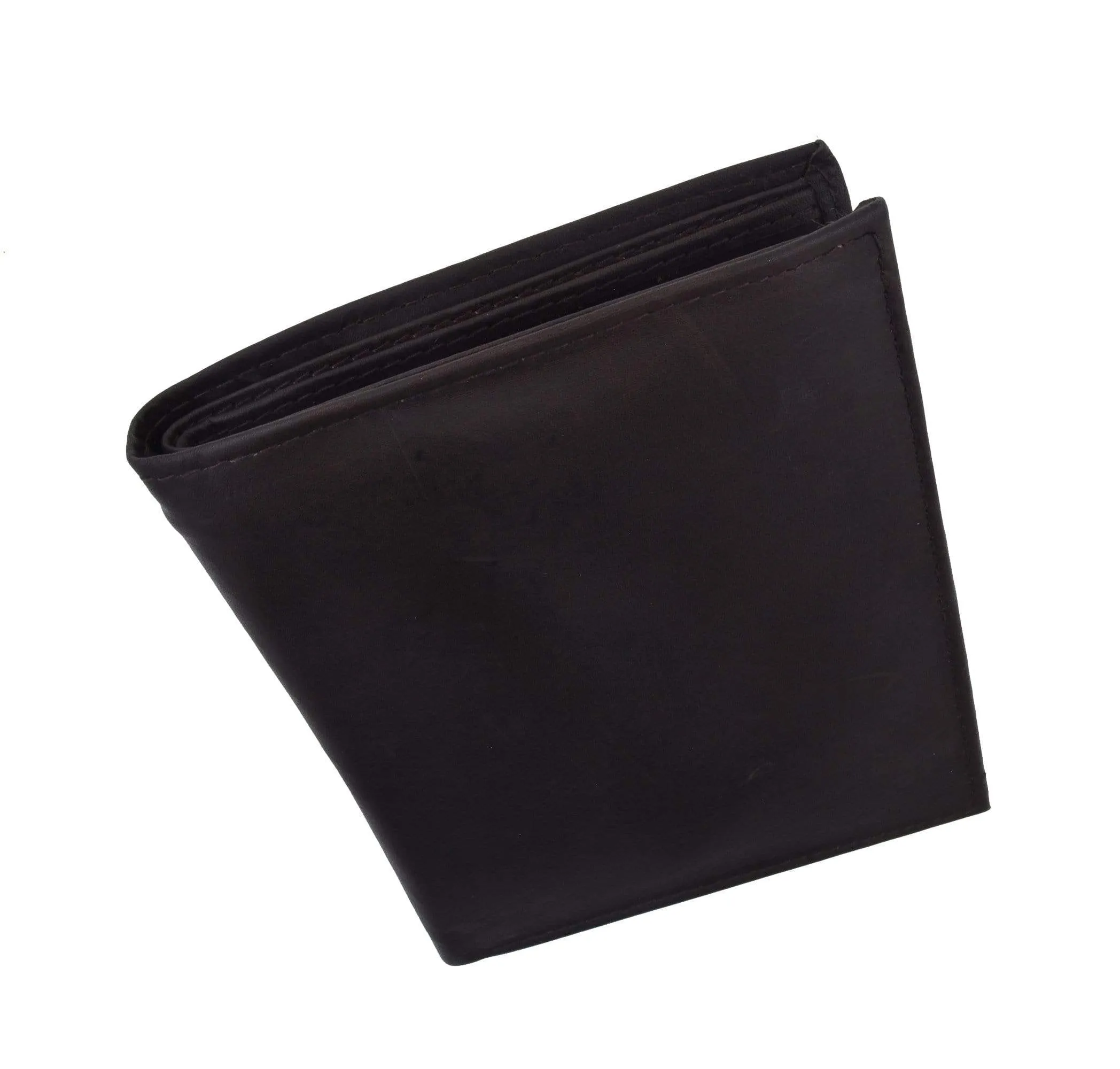 Mens Genuine Leather Bifold Wallet Slim Hipster Cowhide Credit Card and ID 2502 CF