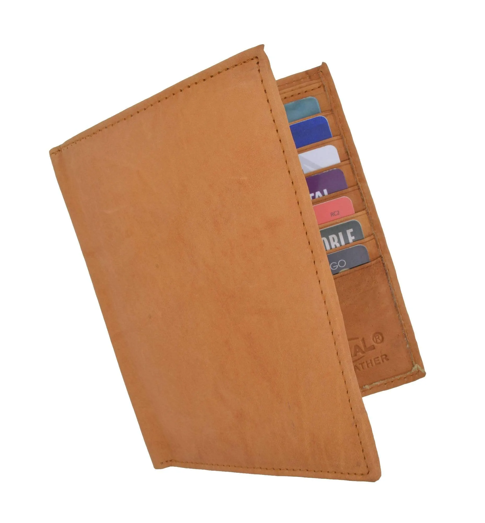 Mens Genuine Leather Bifold Wallet Slim Hipster Cowhide Credit Card and ID 2502 CF