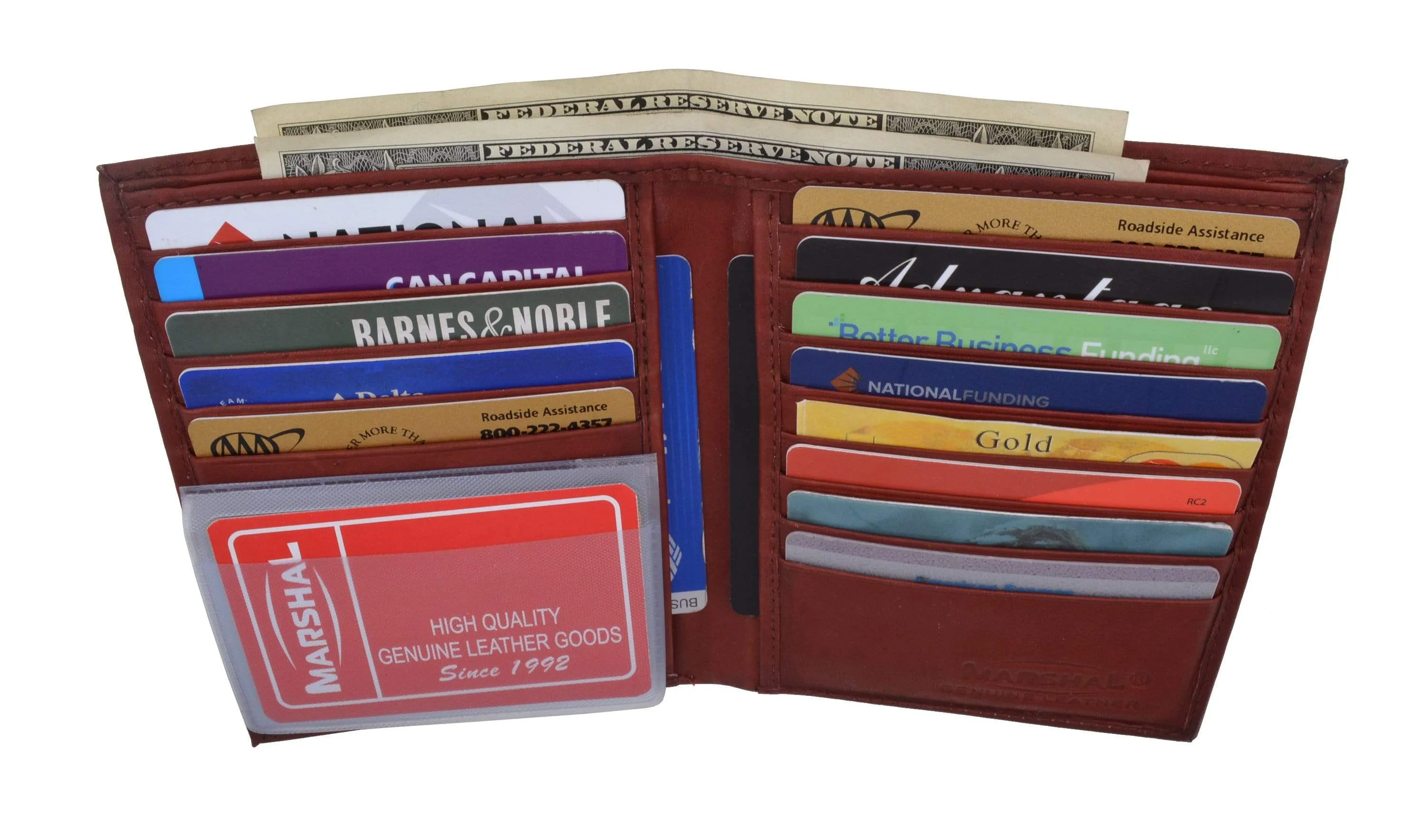 Mens Genuine Leather Bifold Wallet Slim Hipster Cowhide Credit Card and ID 2502 CF