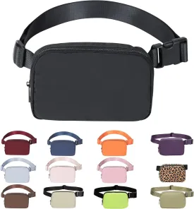 Mini Belt Bag Waist Small Pouch With Strap Fanny Pack Crossbody bag For Women Bum Bag For Workout Sports Traveling Walking Running Hiking Cycling Shopping Hiking,Nylon Waterproof,Black