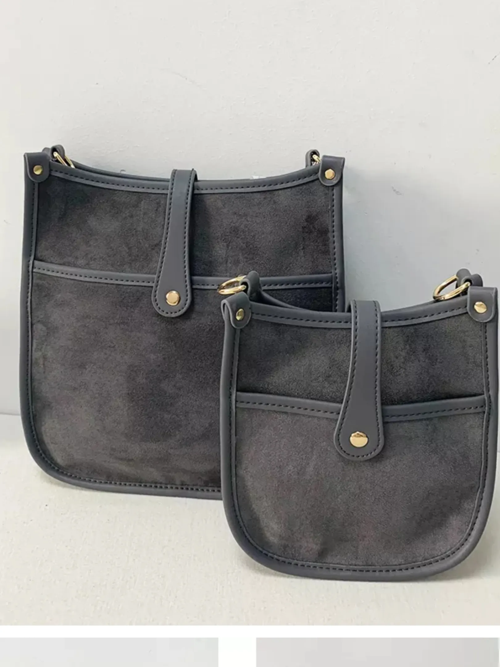 Mini Suede Messenger Bags w/ Matching Adjustable Solid Strap - Assorted Colors