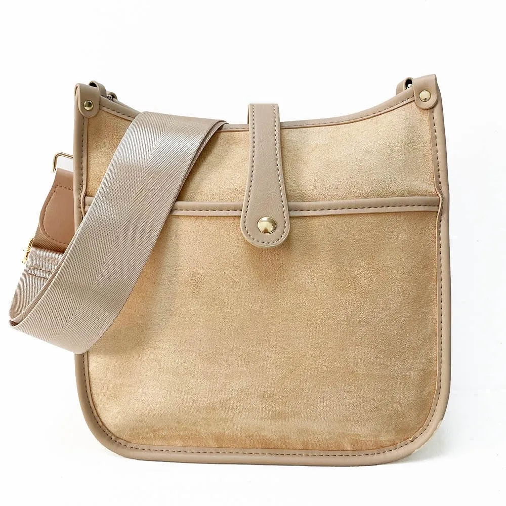 Mini Suede Messenger Bags w/ Matching Adjustable Solid Strap - Assorted Colors