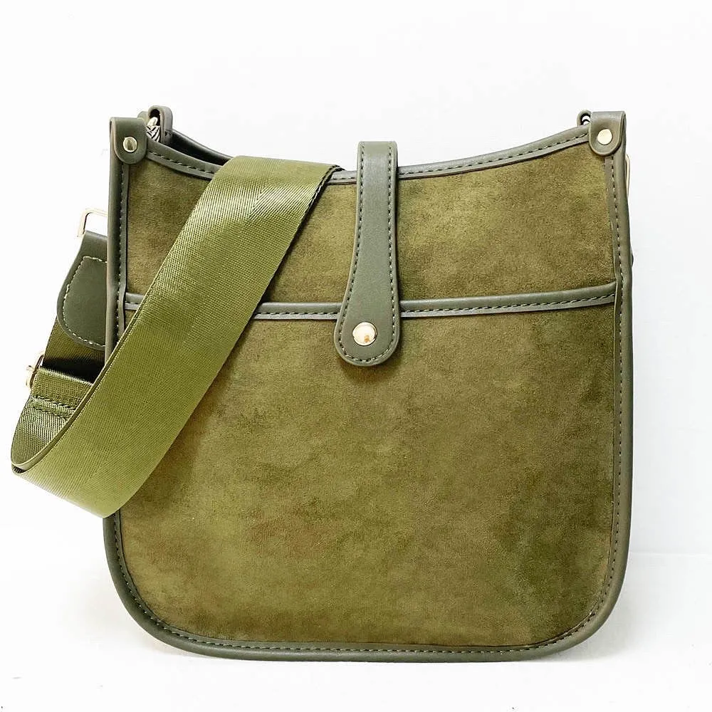 Mini Suede Messenger Bags w/ Matching Adjustable Solid Strap - Assorted Colors