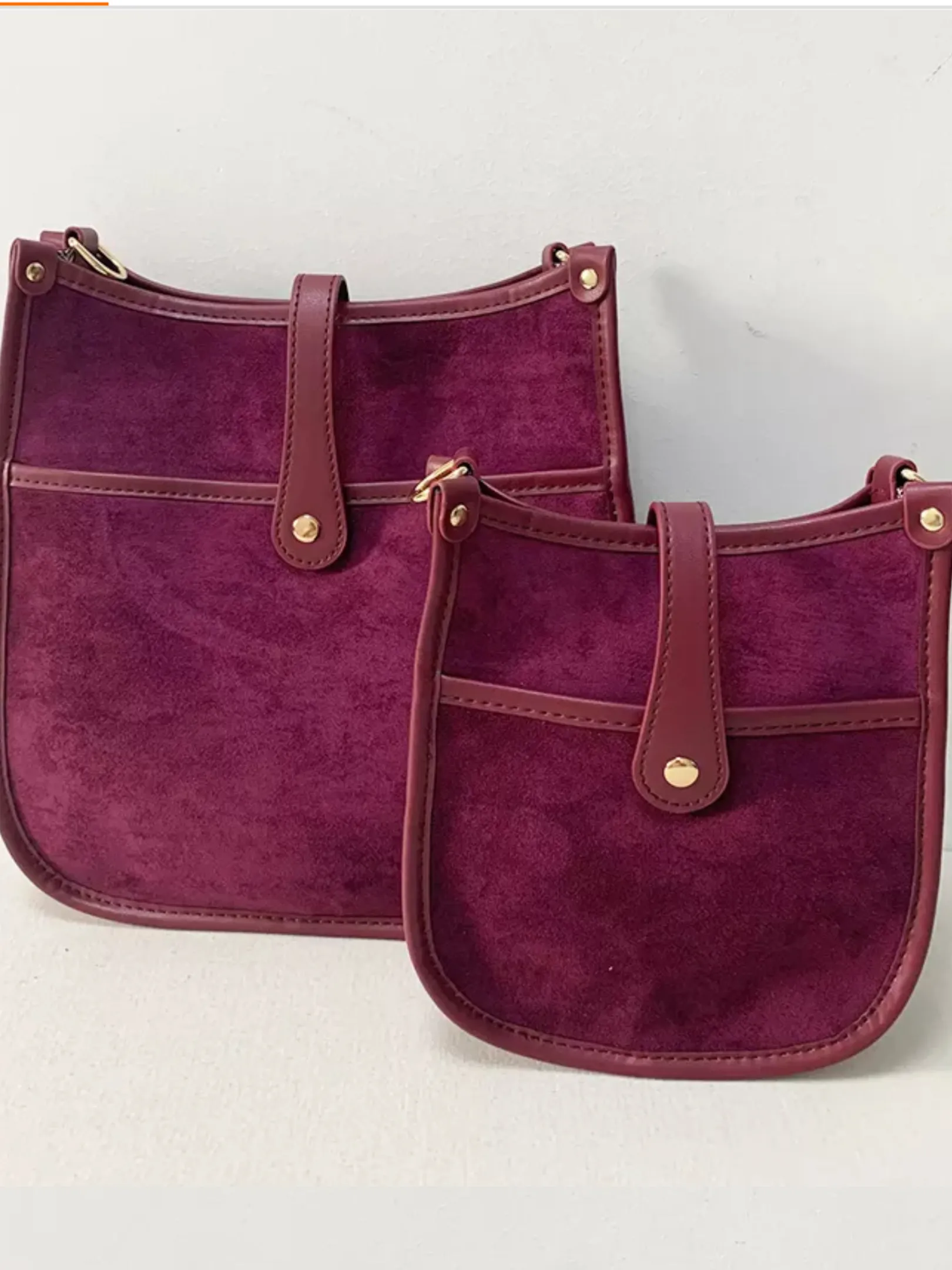 Mini Suede Messenger Bags w/ Matching Adjustable Solid Strap - Assorted Colors