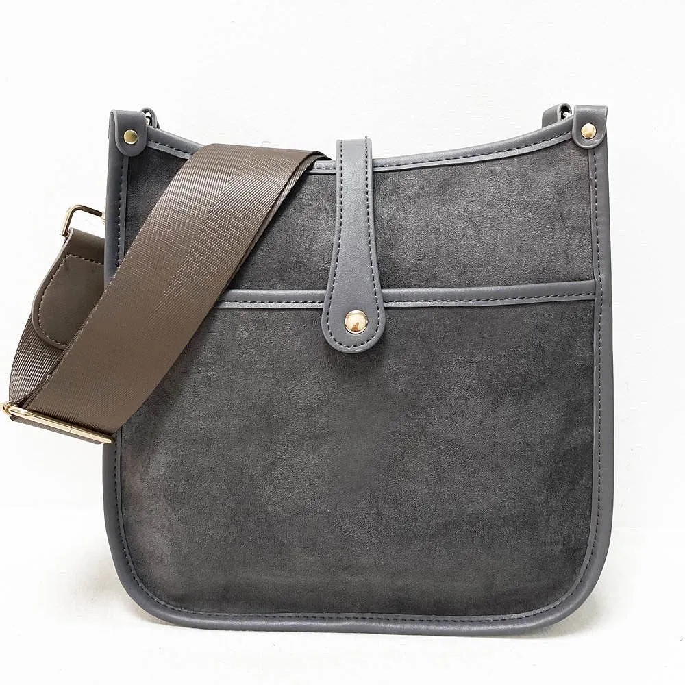 Mini Suede Messenger Bags w/ Matching Adjustable Solid Strap - Assorted Colors