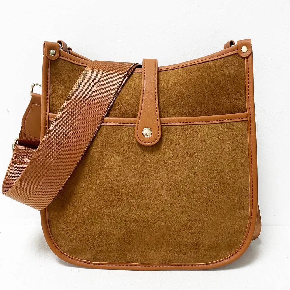Mini Suede Messenger Bags w/ Matching Adjustable Solid Strap - Assorted Colors