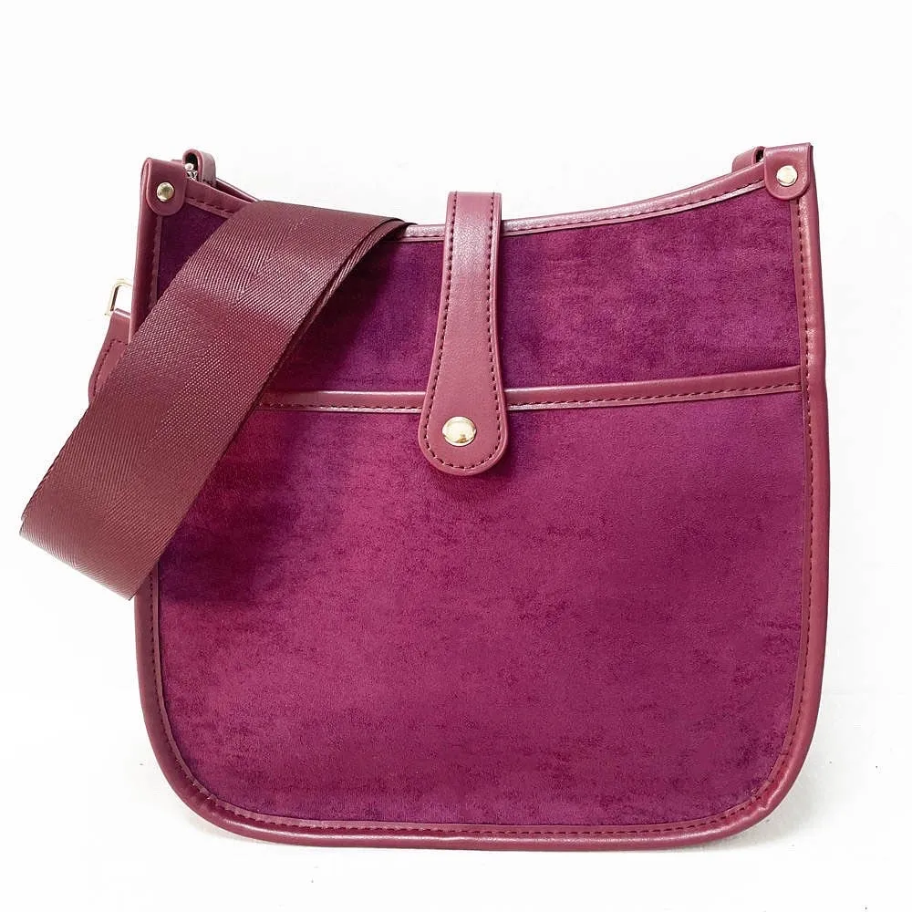Mini Suede Messenger Bags w/ Matching Adjustable Solid Strap - Assorted Colors