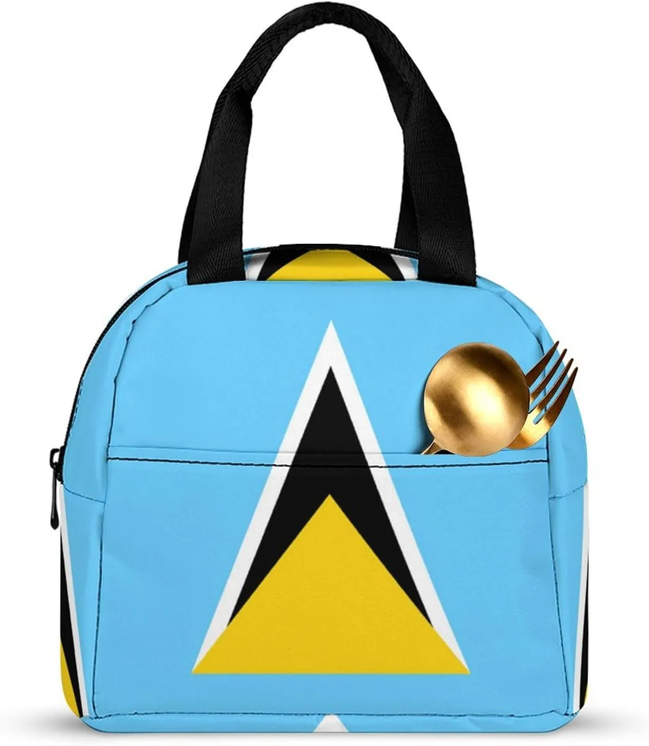 National Flag of Saint Lucia Cute Lunch Bags for Men And Women, Large Capacity Lunch Tote Bags with Adjustable Shoulder Straps, Reusable Insulated Lunch Boxes