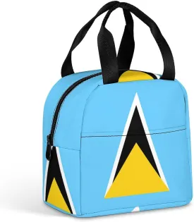 National Flag of Saint Lucia Cute Lunch Bags for Men And Women, Large Capacity Lunch Tote Bags with Adjustable Shoulder Straps, Reusable Insulated Lunch Boxes