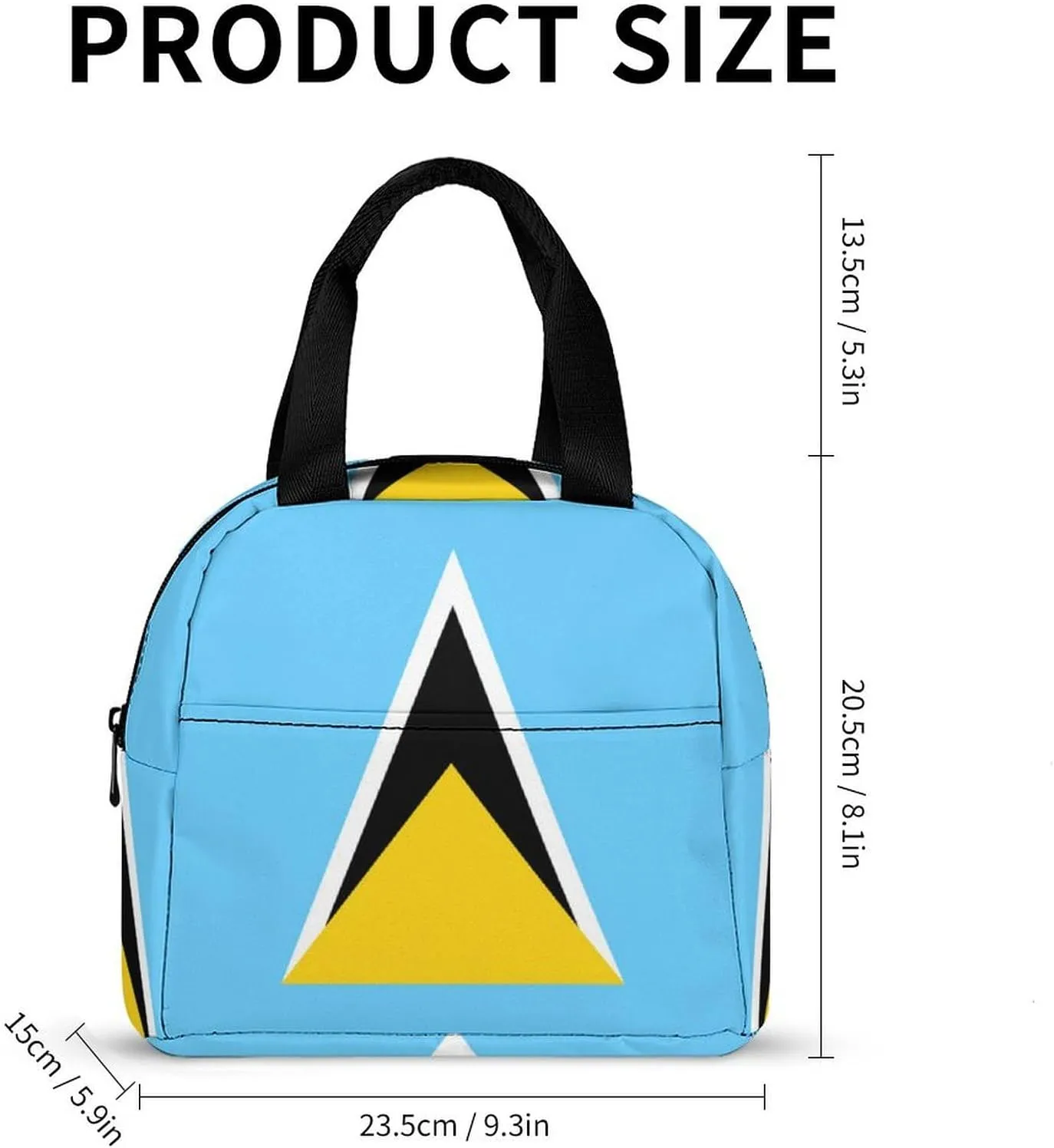 National Flag of Saint Lucia Cute Lunch Bags for Men And Women, Large Capacity Lunch Tote Bags with Adjustable Shoulder Straps, Reusable Insulated Lunch Boxes