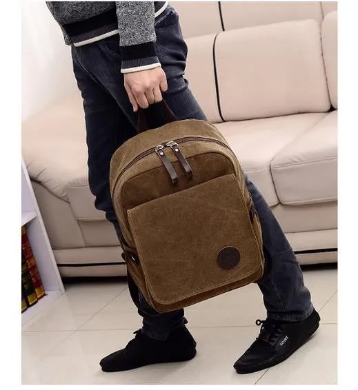 New Fashion canvas laptop backpack men travel bag men casual student school bag