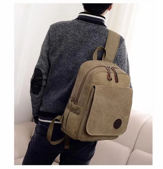 New Fashion canvas laptop backpack men travel bag men casual student school bag