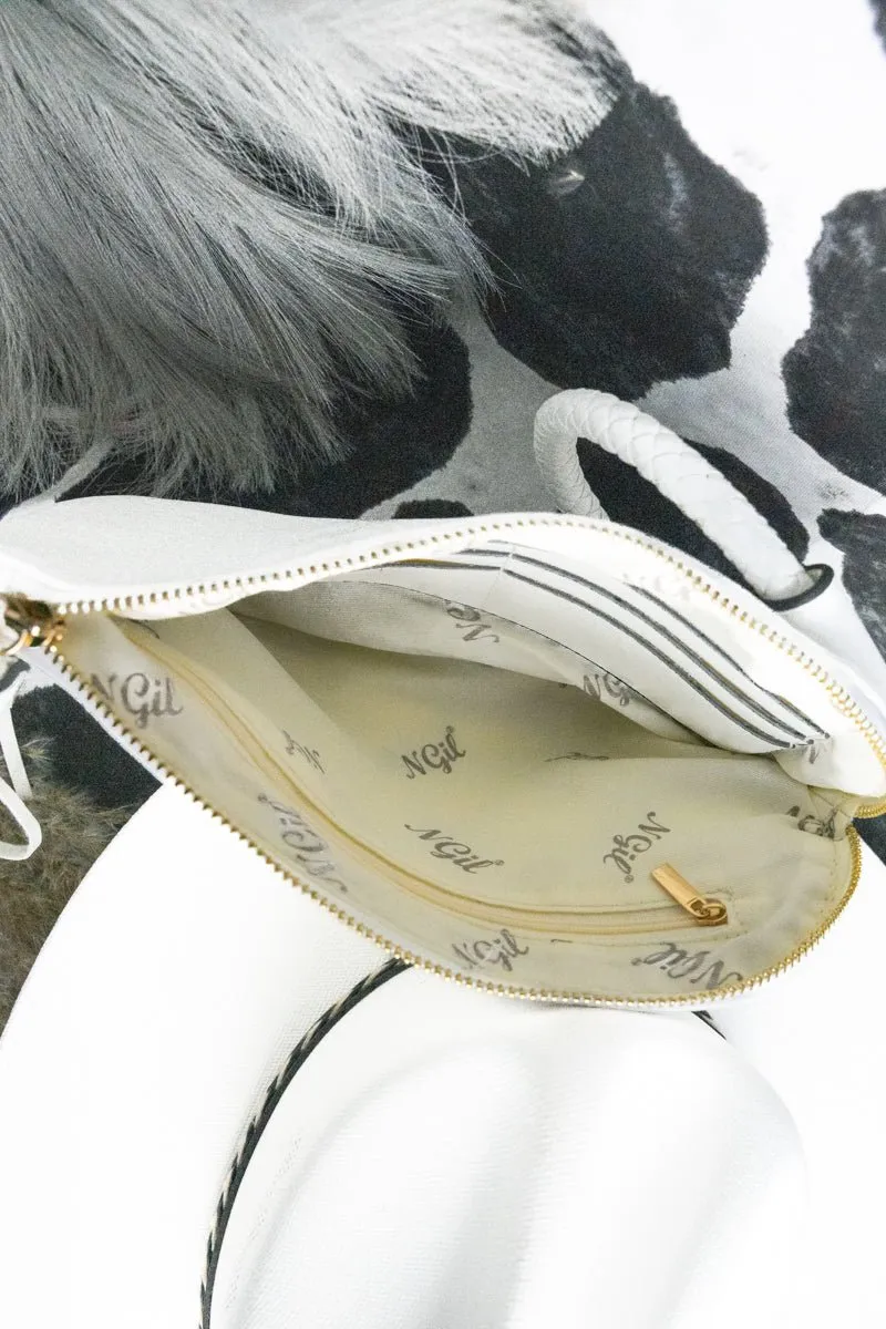 NGIL White Faux Leather Bangle Clutch