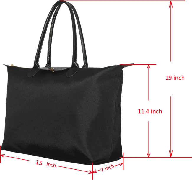 Nylon Tote-Classic Black and White Houndstooth