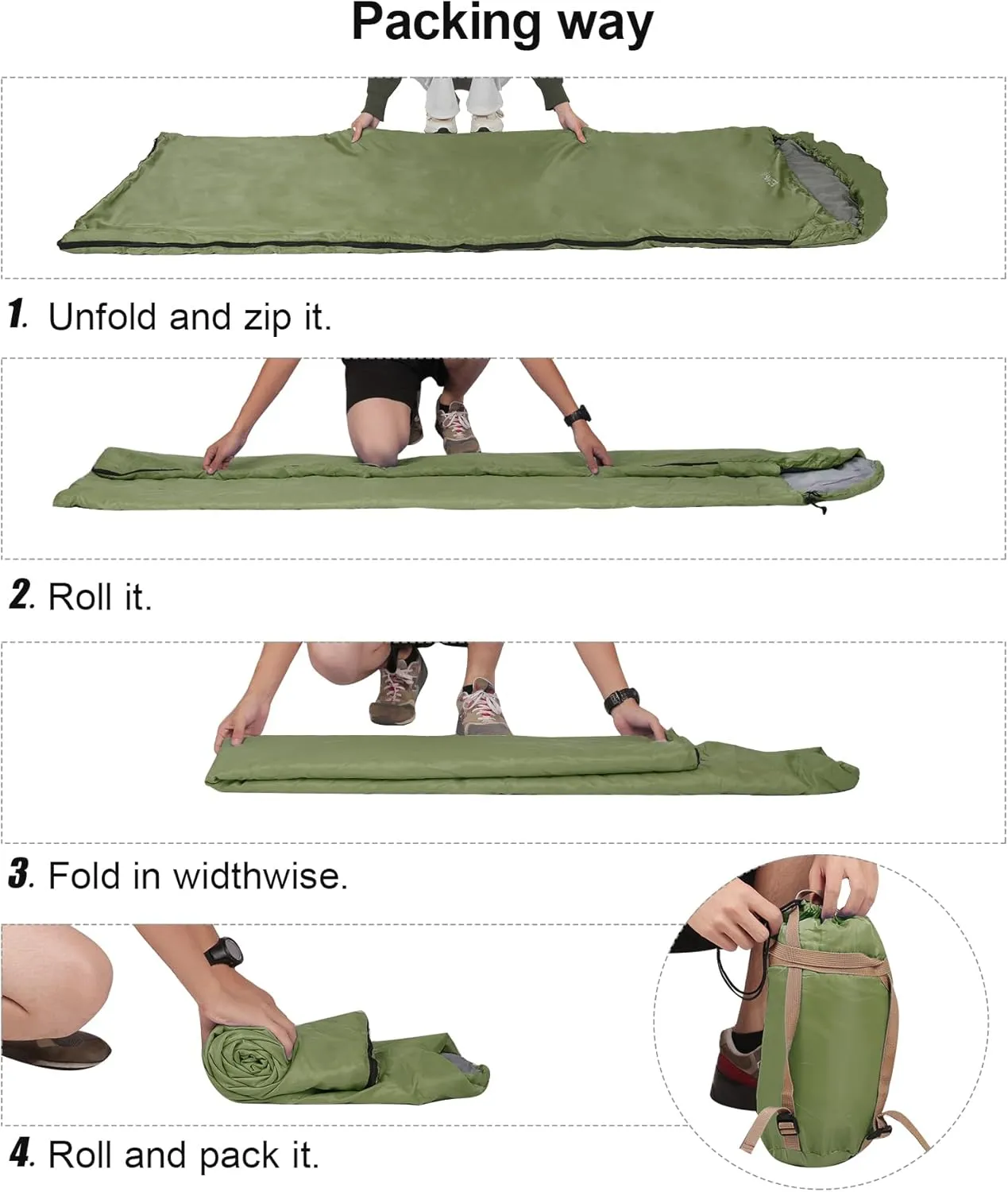 REDCAMP Ultra Lightweight Sleeping Bag for Backpacking, Comfort for Adults Warm Weather, with Compression Sack