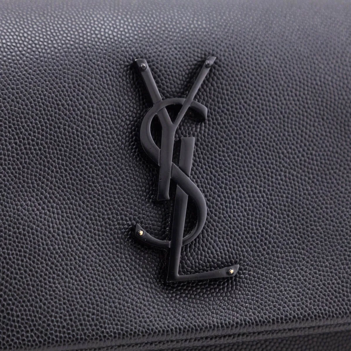 Saint Laurent Black Grain De Poudre Medium West Hollywood Monogram Fold-Over Bag