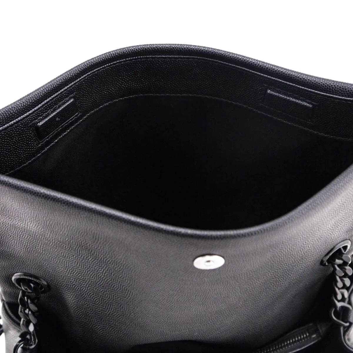 Saint Laurent Black Grain De Poudre Medium West Hollywood Monogram Fold-Over Bag