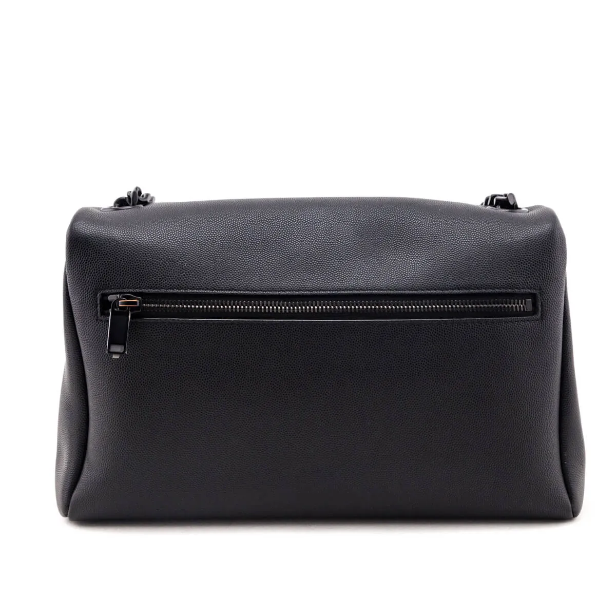 Saint Laurent Black Grain De Poudre Medium West Hollywood Monogram Fold-Over Bag