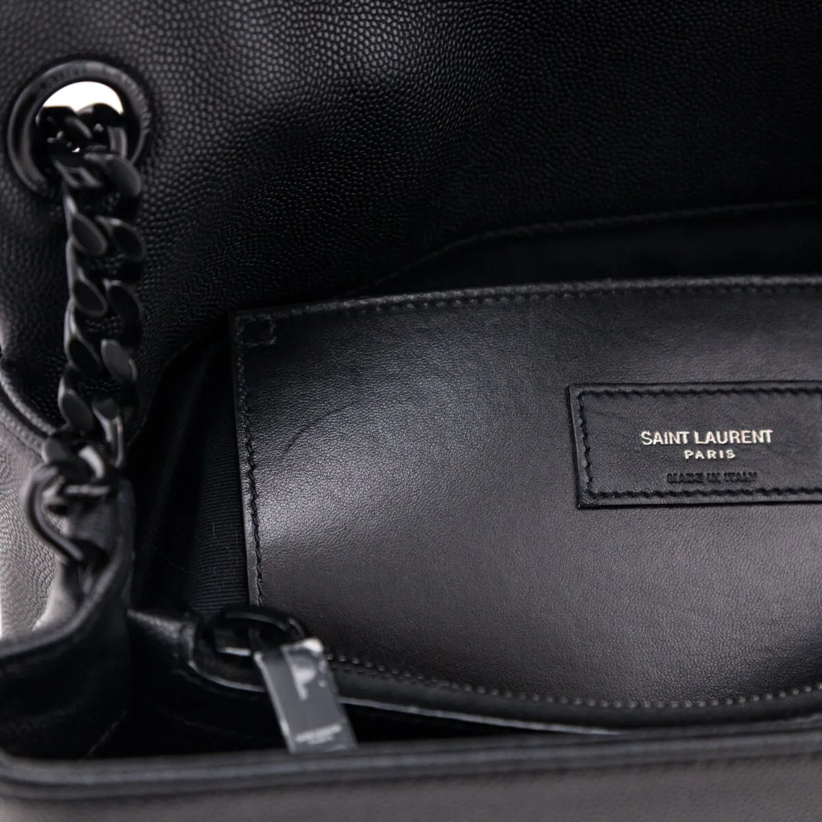 Saint Laurent Black Grain De Poudre Medium West Hollywood Monogram Fold-Over Bag