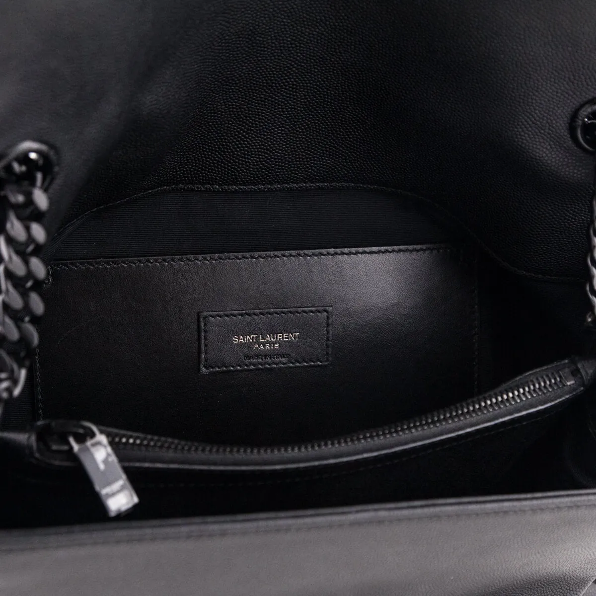 Saint Laurent Black Grain De Poudre Medium West Hollywood Monogram Fold-Over Bag